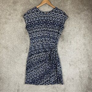 Original Nicole Miller Dress Womens Small Blue Black Stretch Side Tie- 3997